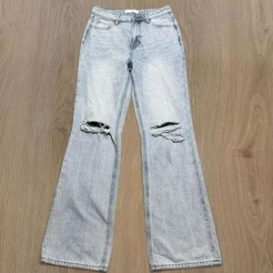 Light Blue Distressed Flare Jeans